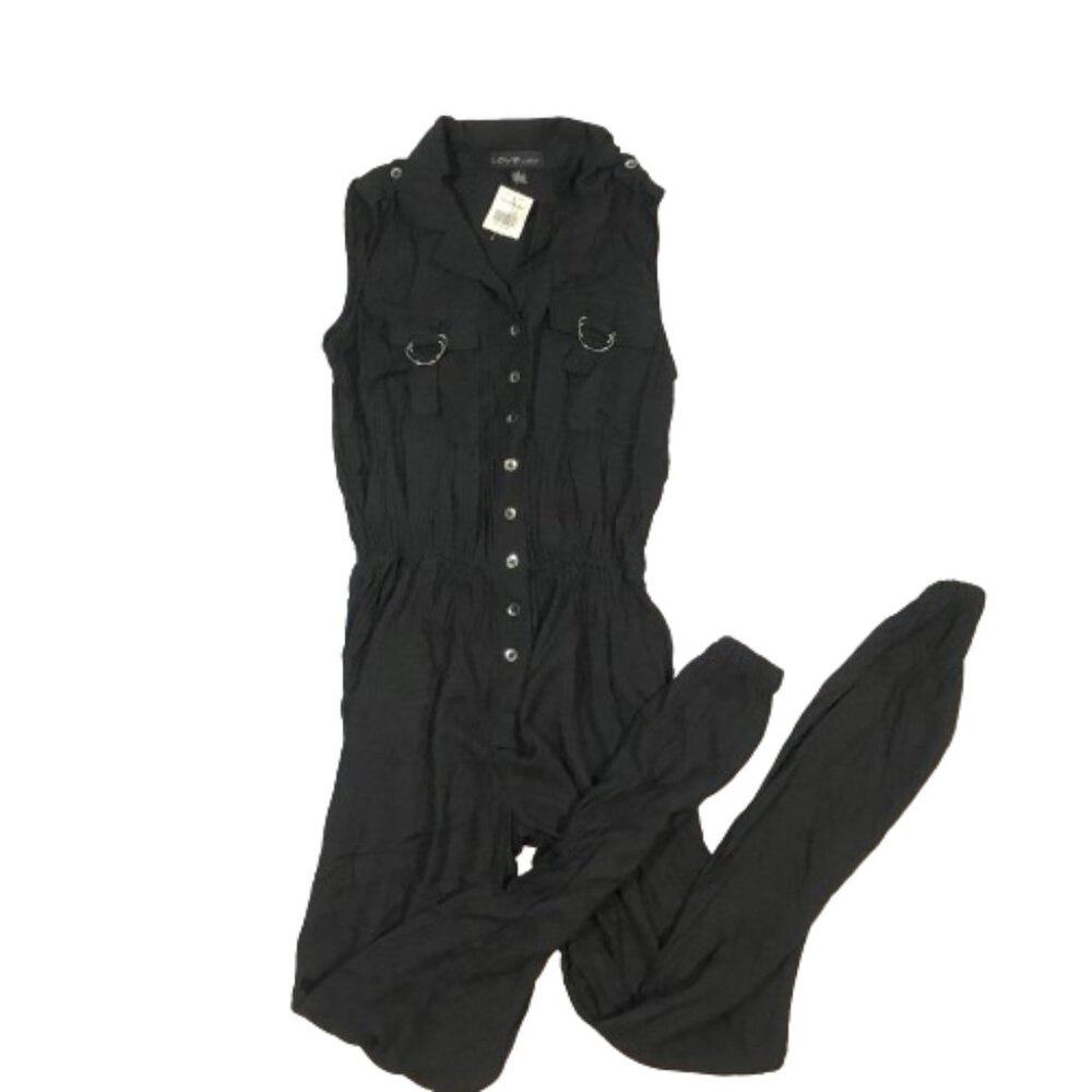 Love by Chelsey Sleeveless Casual Romper Black Jumpsuit Women S